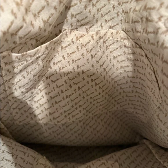 💜 Mona B Cream Canvas Lace Boho Tote Bag • Leather Straps • NWOT 👜 - Picture 3 of 5
